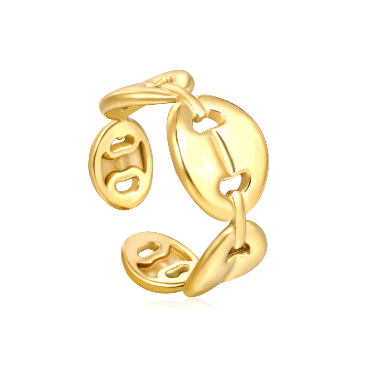 Golden Oval Link SS Open Ring (Minimalist Design) asonjewelry